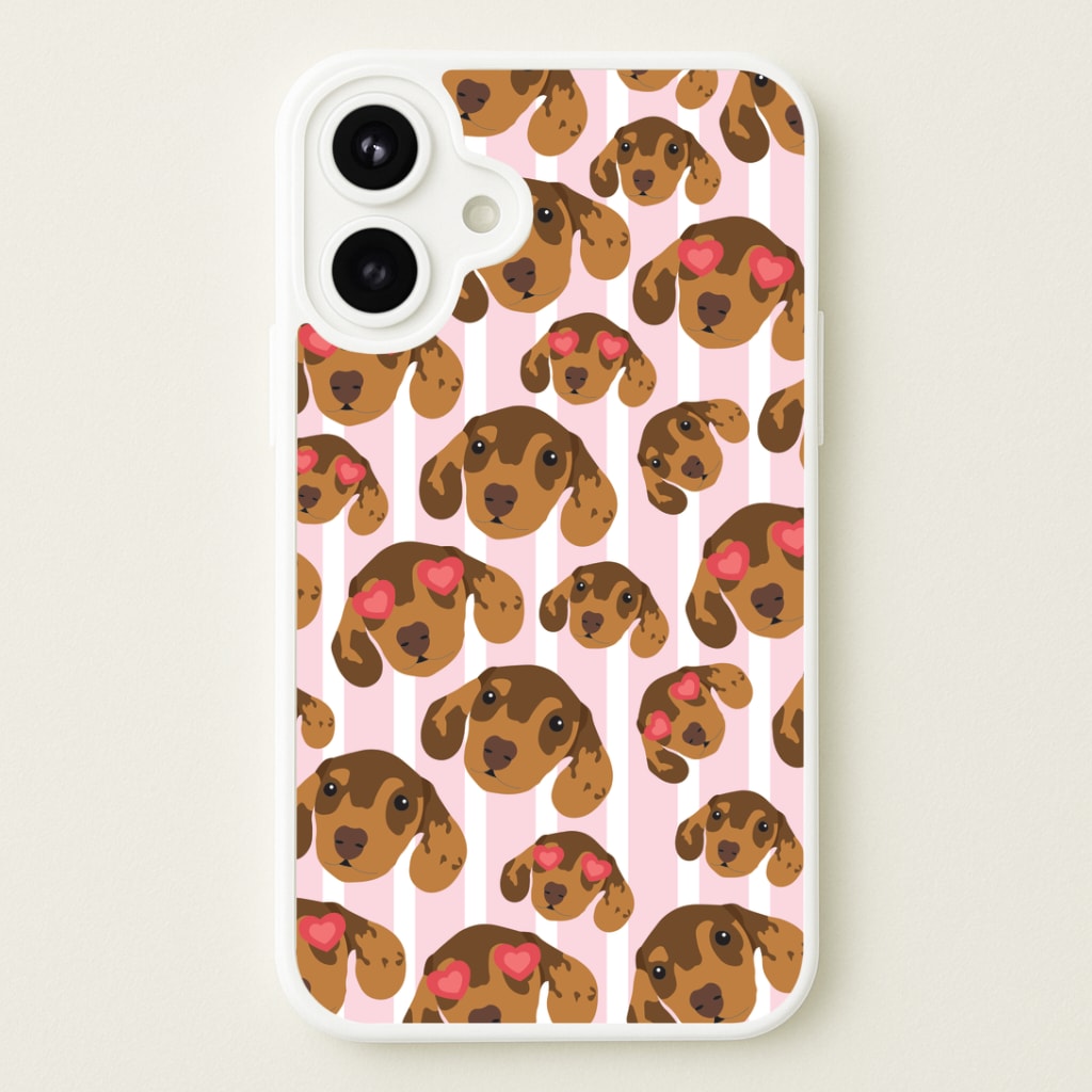Stripes And Dachshunds Pattern Phone Case