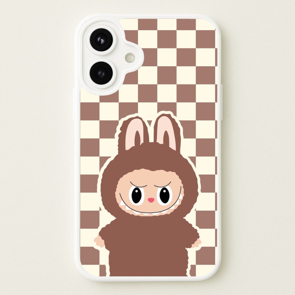 Checkered Cute Brown Monster Phone Case