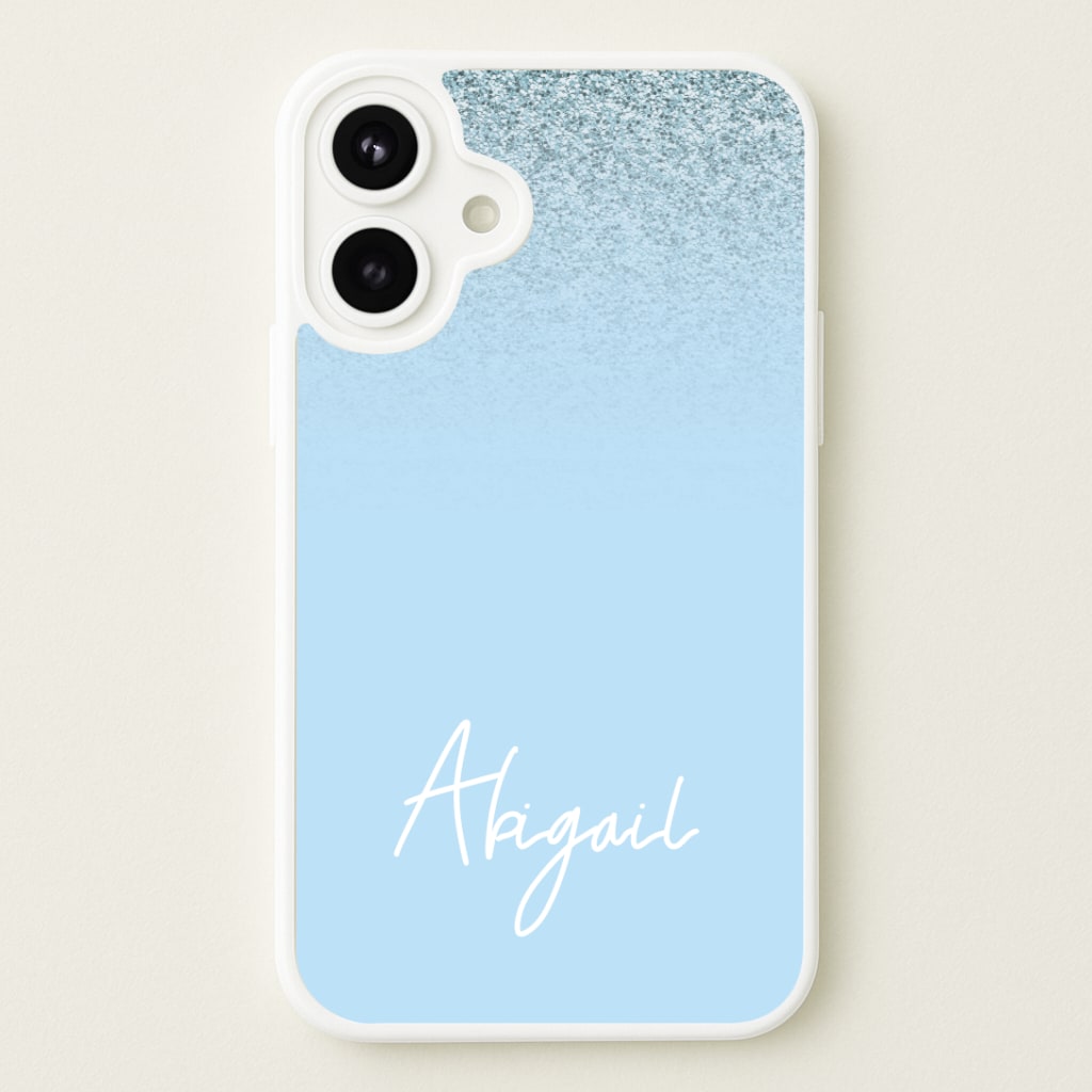 Blue Glitter Personalised Name Phone Case