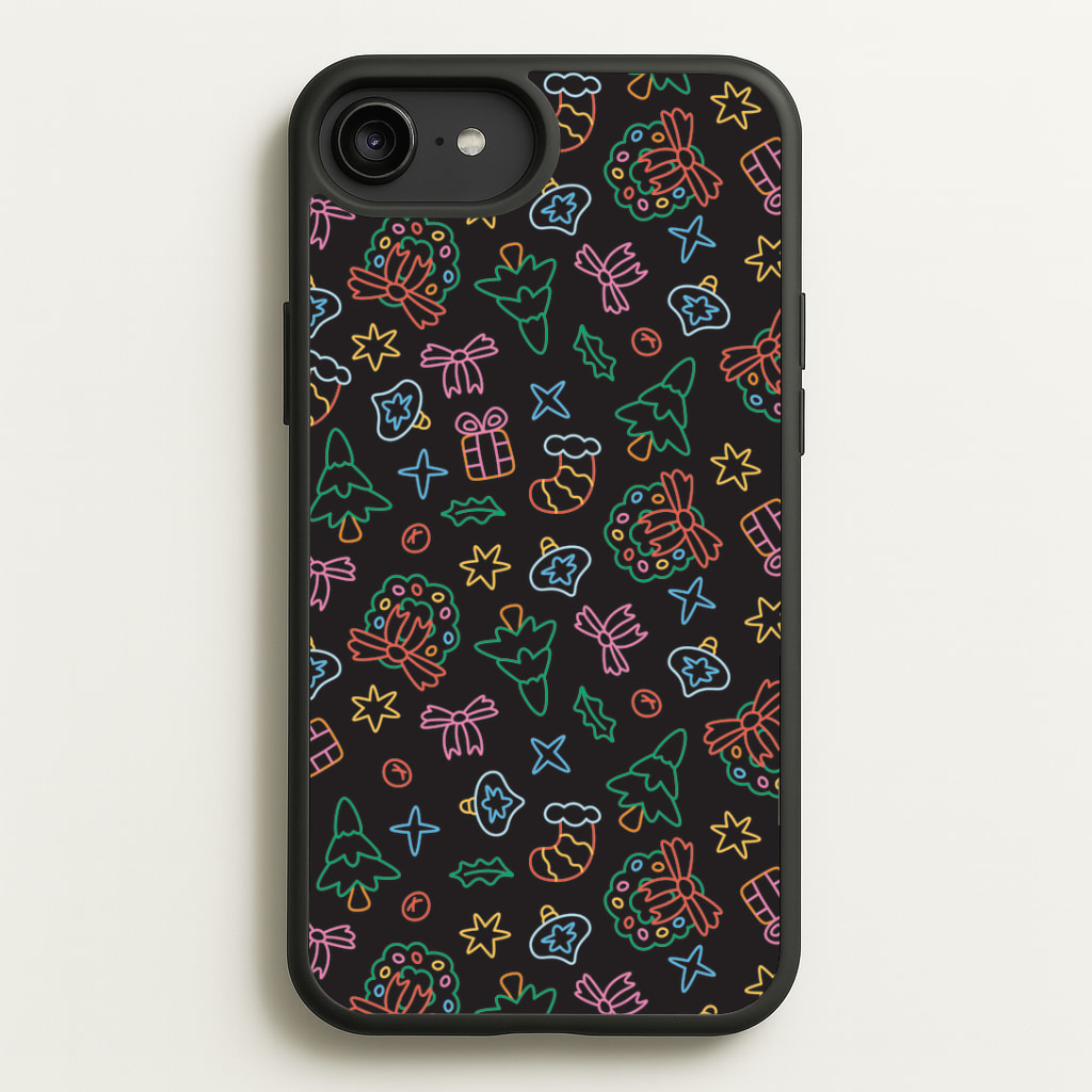 Neon Christmas Icons Pattern I Phone Case