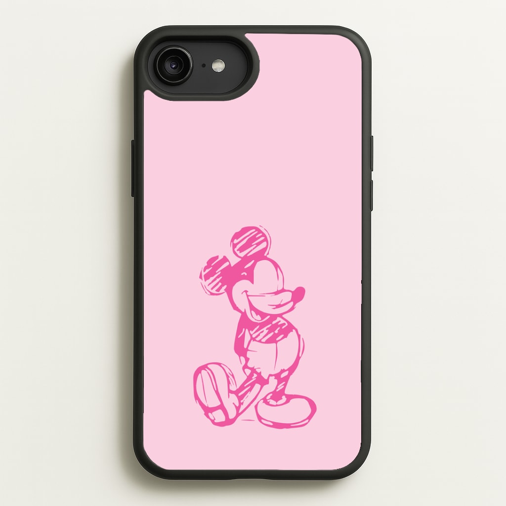 Sketched Mouse Outline Pink Phone Case