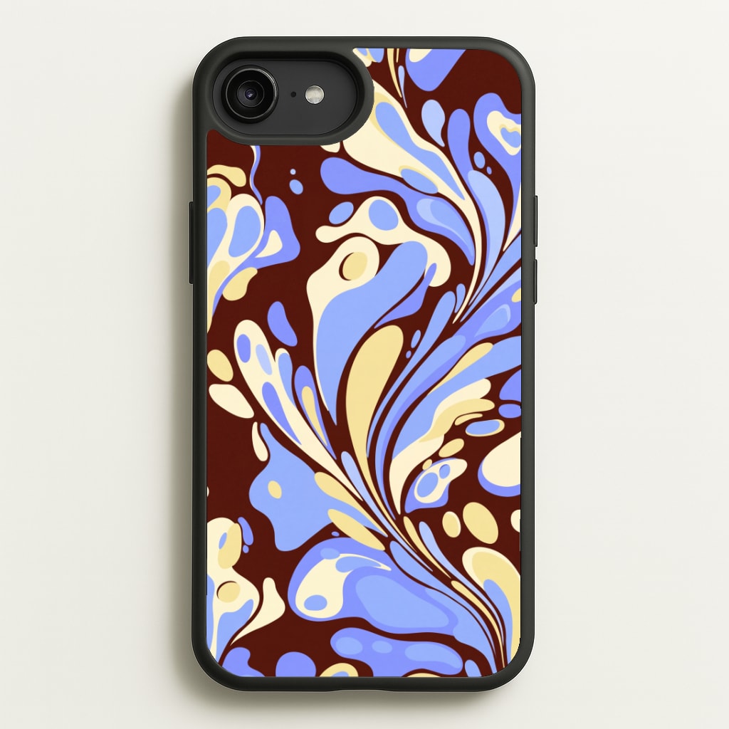 Blue, Yellow & Brown Marble Swirl Phone Case
