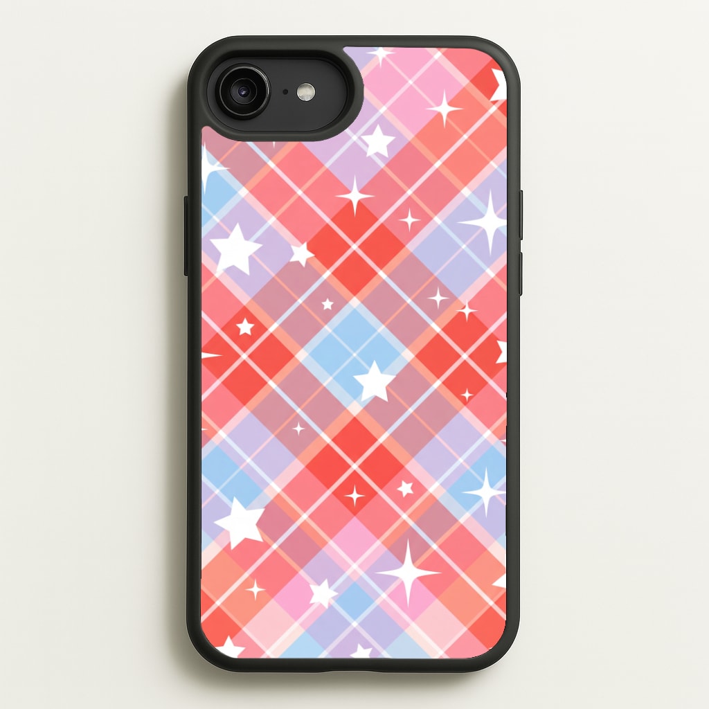 Coral Plaid Starfall Phone Case