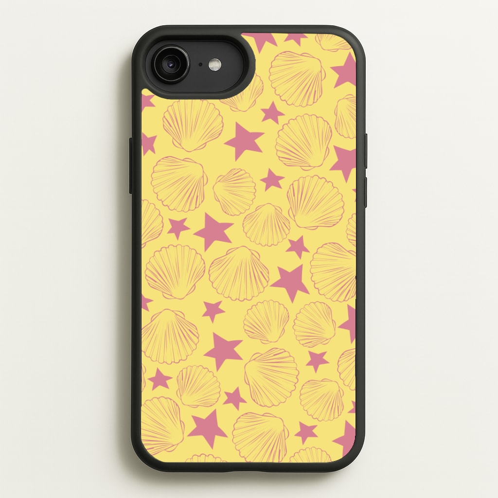 Seashells And Stars Yellow Pattern Phone Case