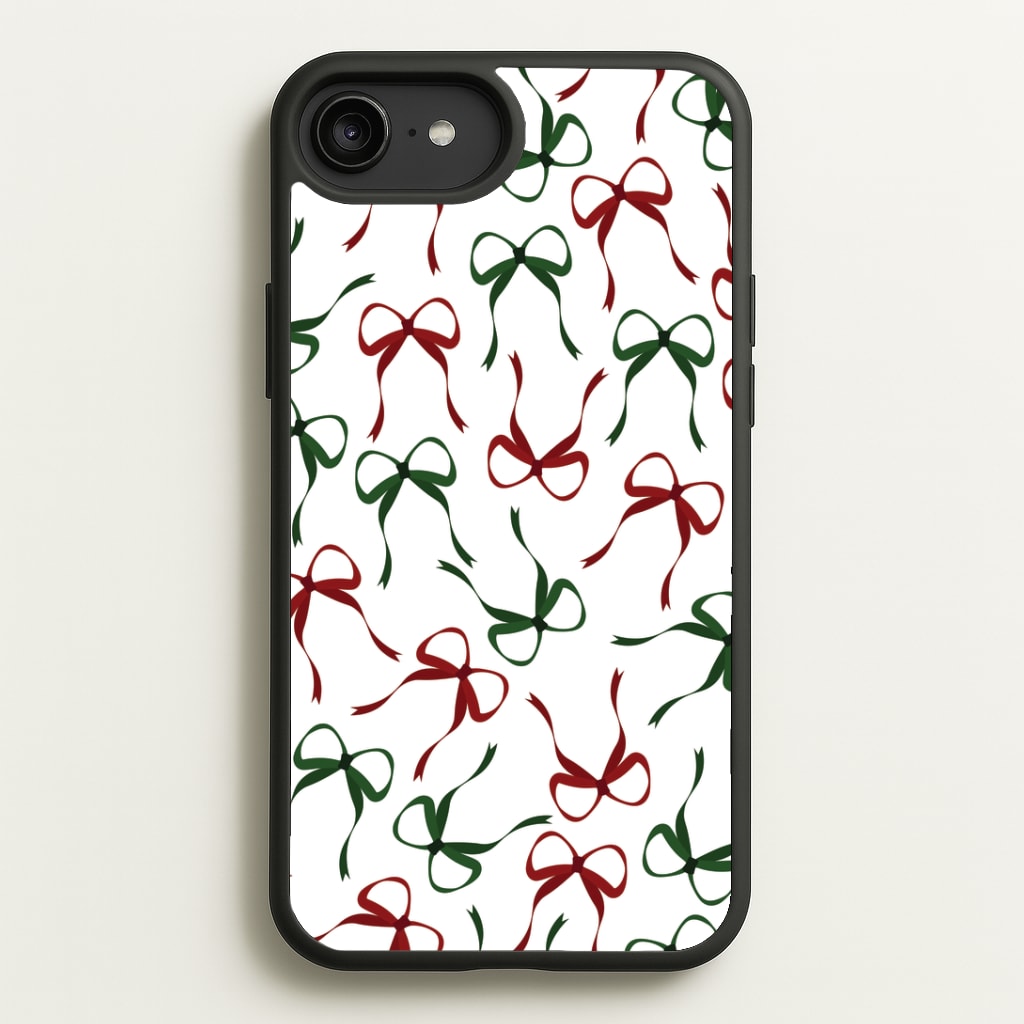 Red And Green Coquette Christmas Bows Pattern Phone Case