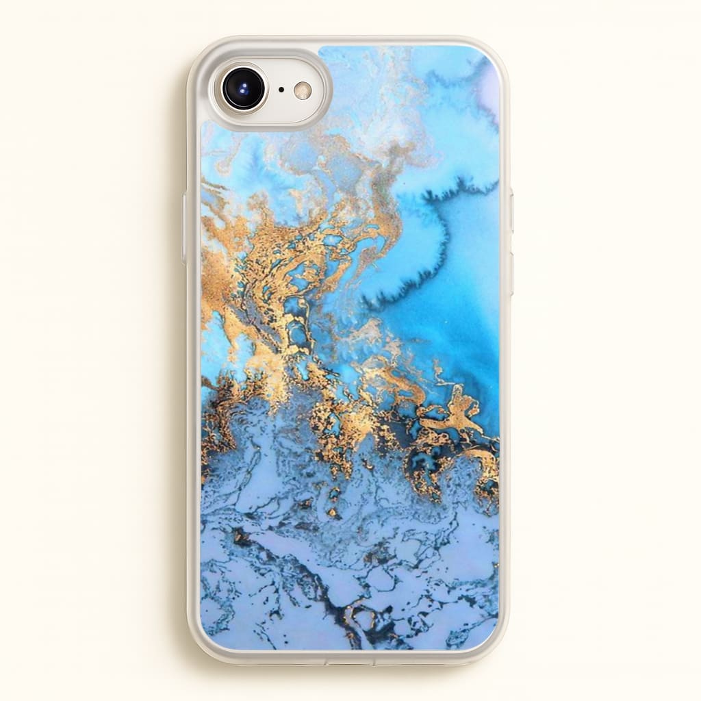 Sea Blue and Gold Marble Phone Case