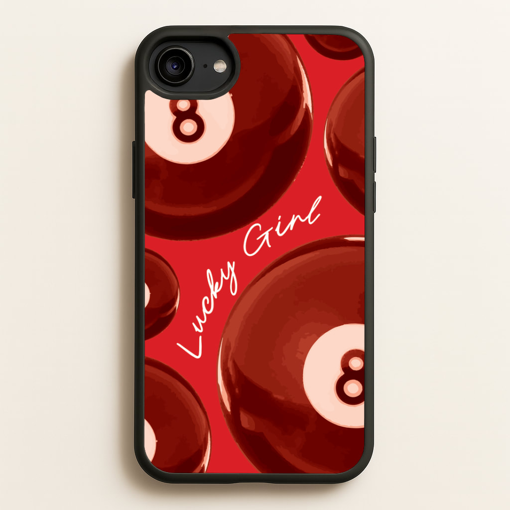 8-Ball Lucky Girl Pattern Phone Case