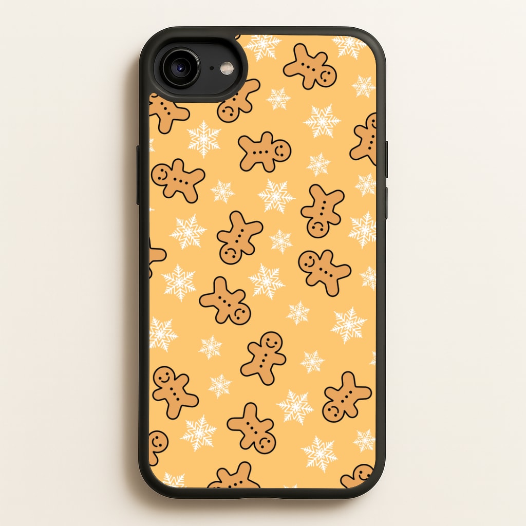 Cute Gingerbread And Snowflakes Pattern Phone Case