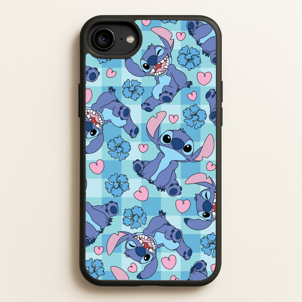 Blue Alien And Hearts Pattern Phone Case