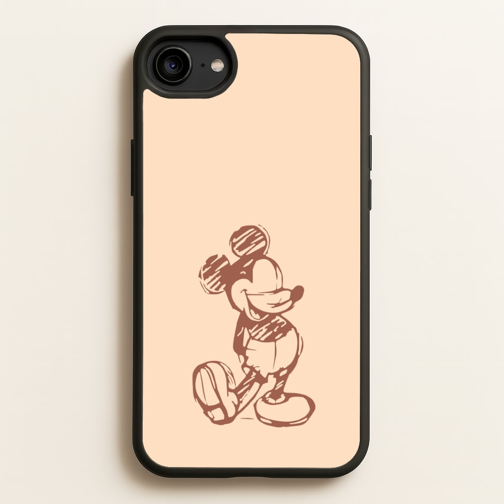 Sketched Mouse Outline Beige Phone Case