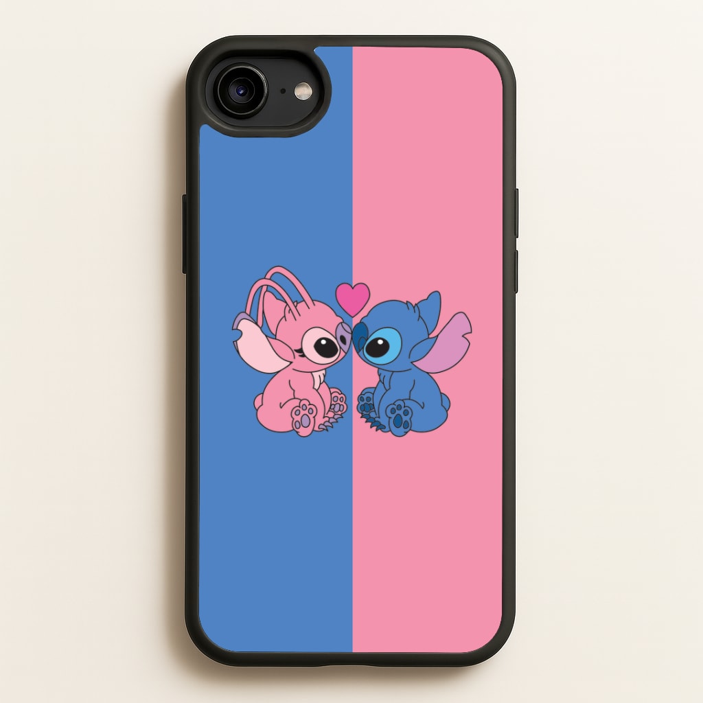 Angel And Blue Alien - Pink Alien Phone Case