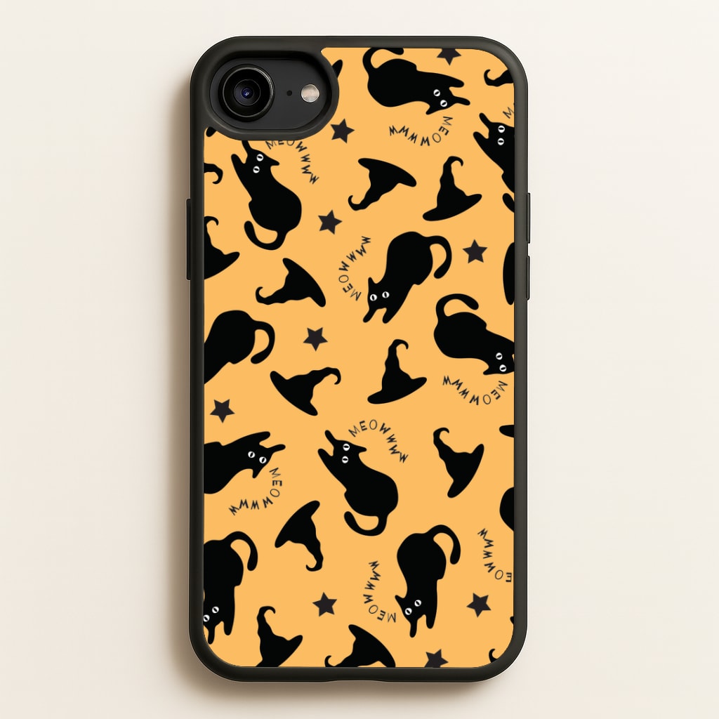 Black Cat And Hats Pattern Phone Case