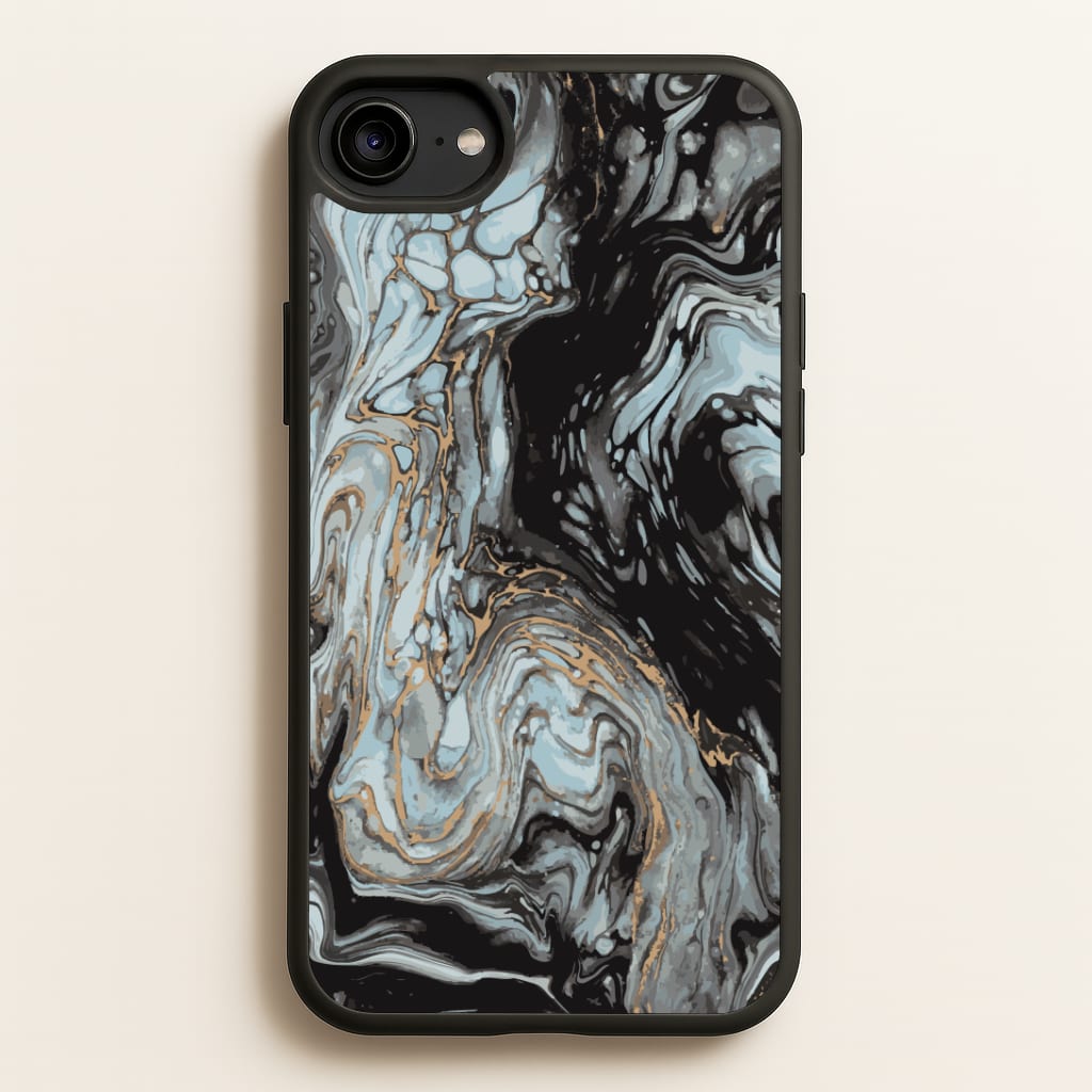 Black And Gold Cloudy Marble Phone Case