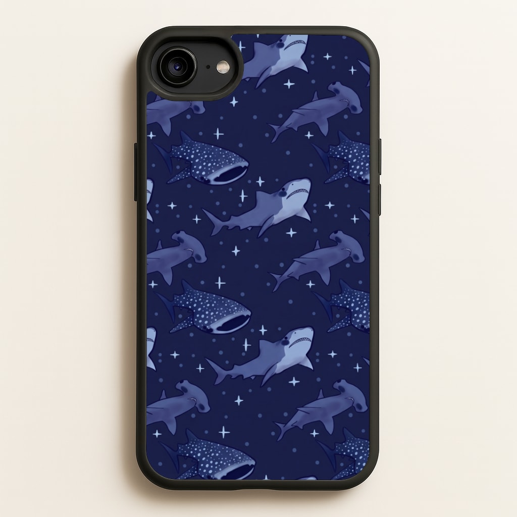 Navy Shark Pattern Phone Case