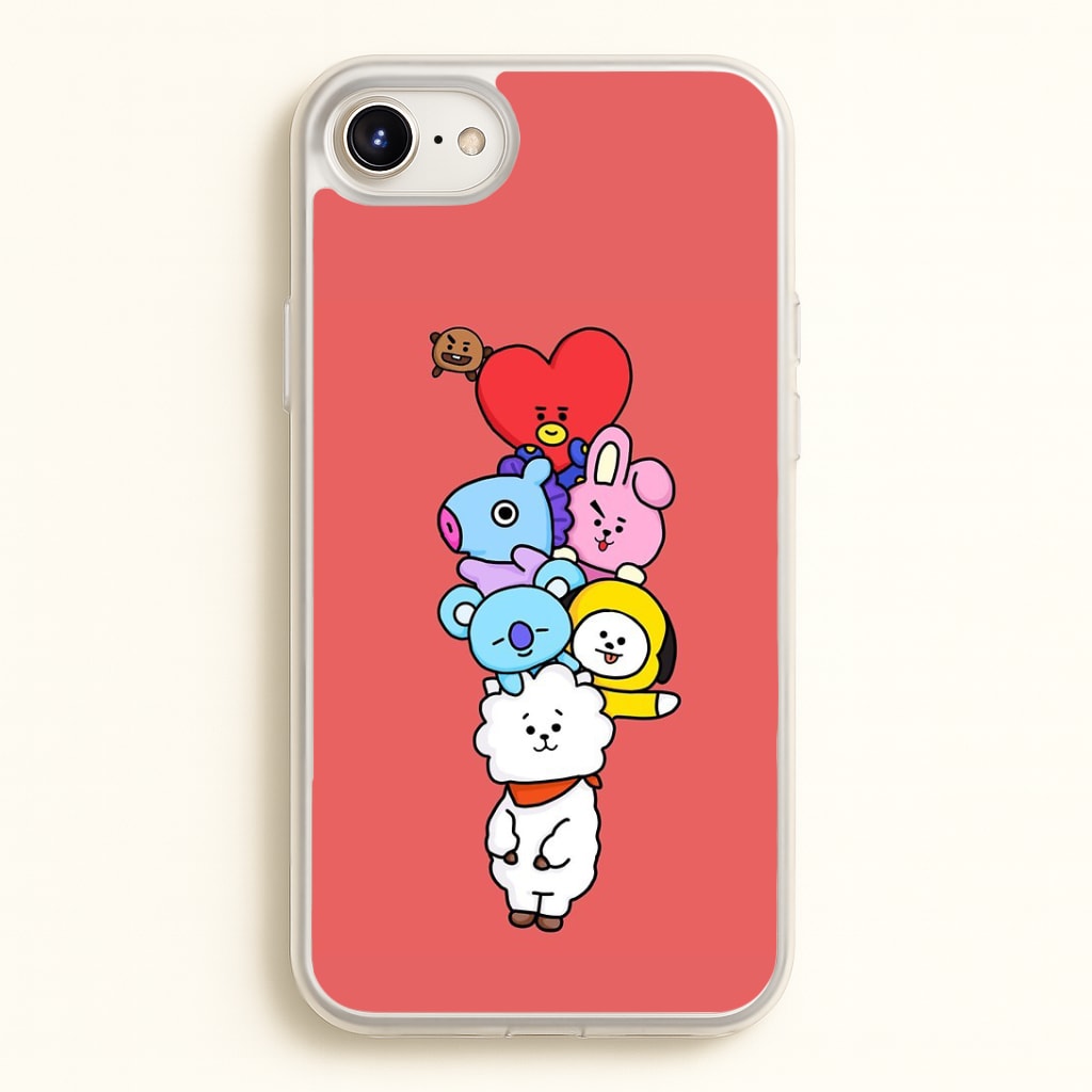 Red BT21 - RJ, Mang, Koya, Chimmy, Cooky, Shooky, Tata - K Pop Phone Case
