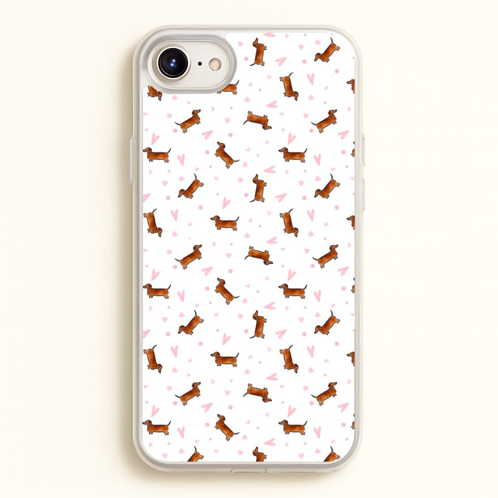 Dachshund Pattern - White Phone Case