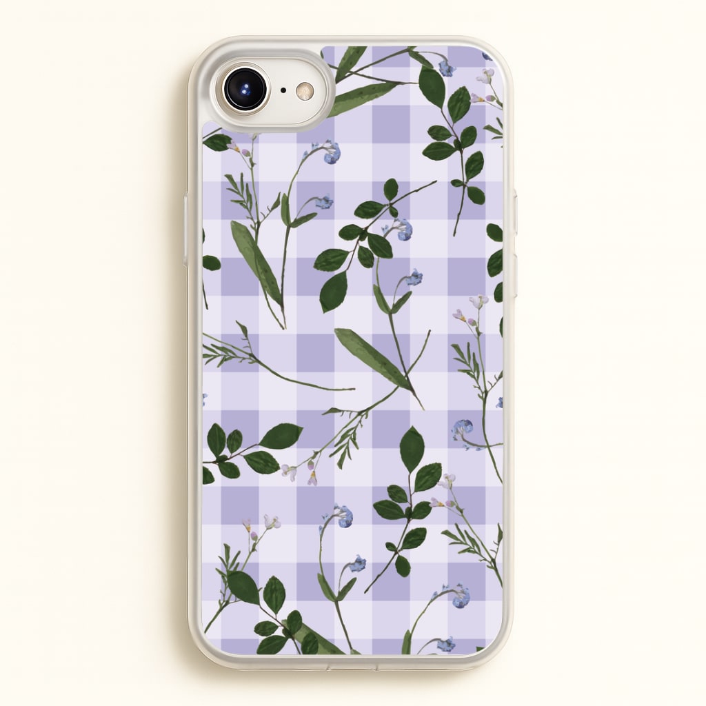 Checkered Pressed Flowers Pattern Phone Case