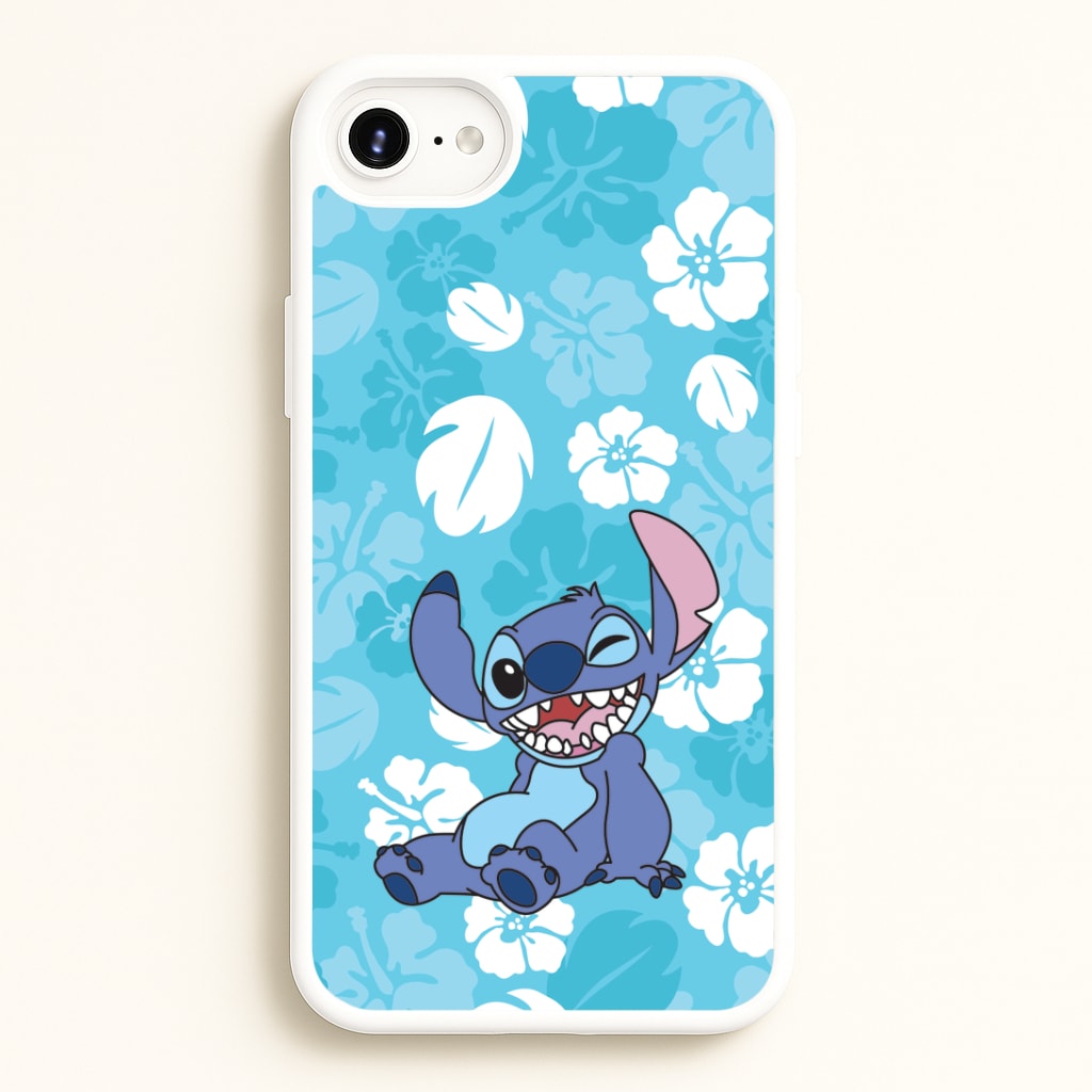 Cute Blue Alien Floral Pattern Phone Case