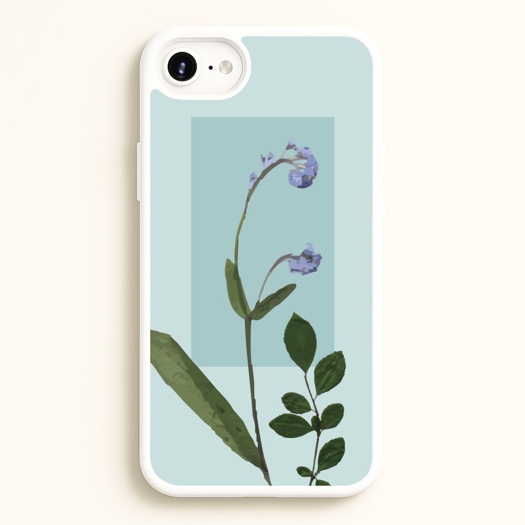 Abstract Blue Pressed Flower Phone Case