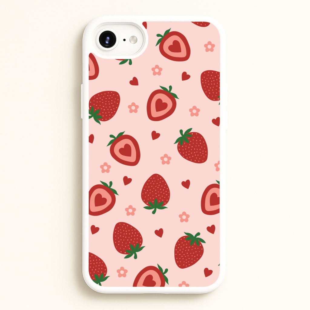 Strawberries And Hearts - Fruit Patterns Phone Case