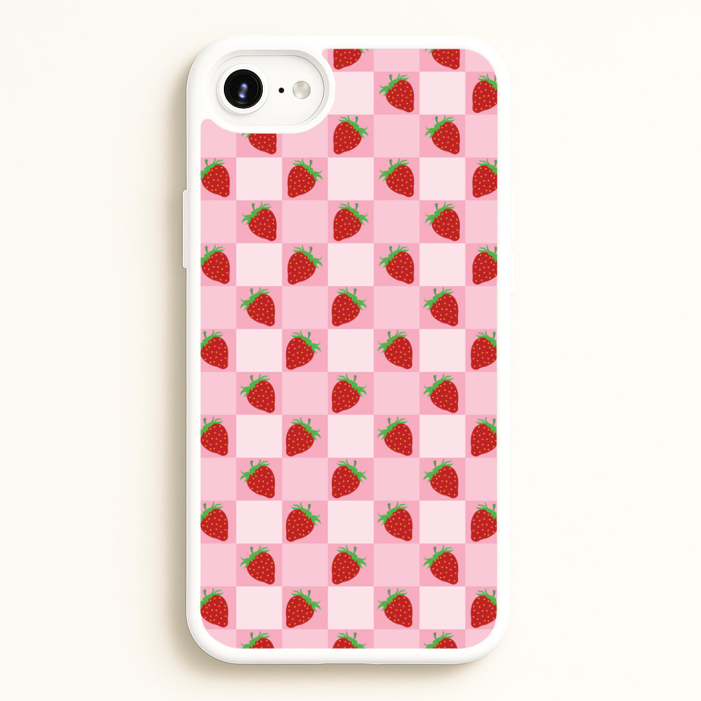 Checkered Strawberries Pattern Phone Case