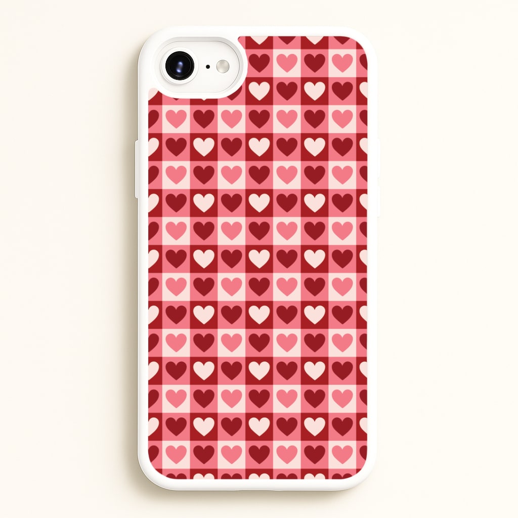 Pink Tartan Love Hearts Pattern Phone Case