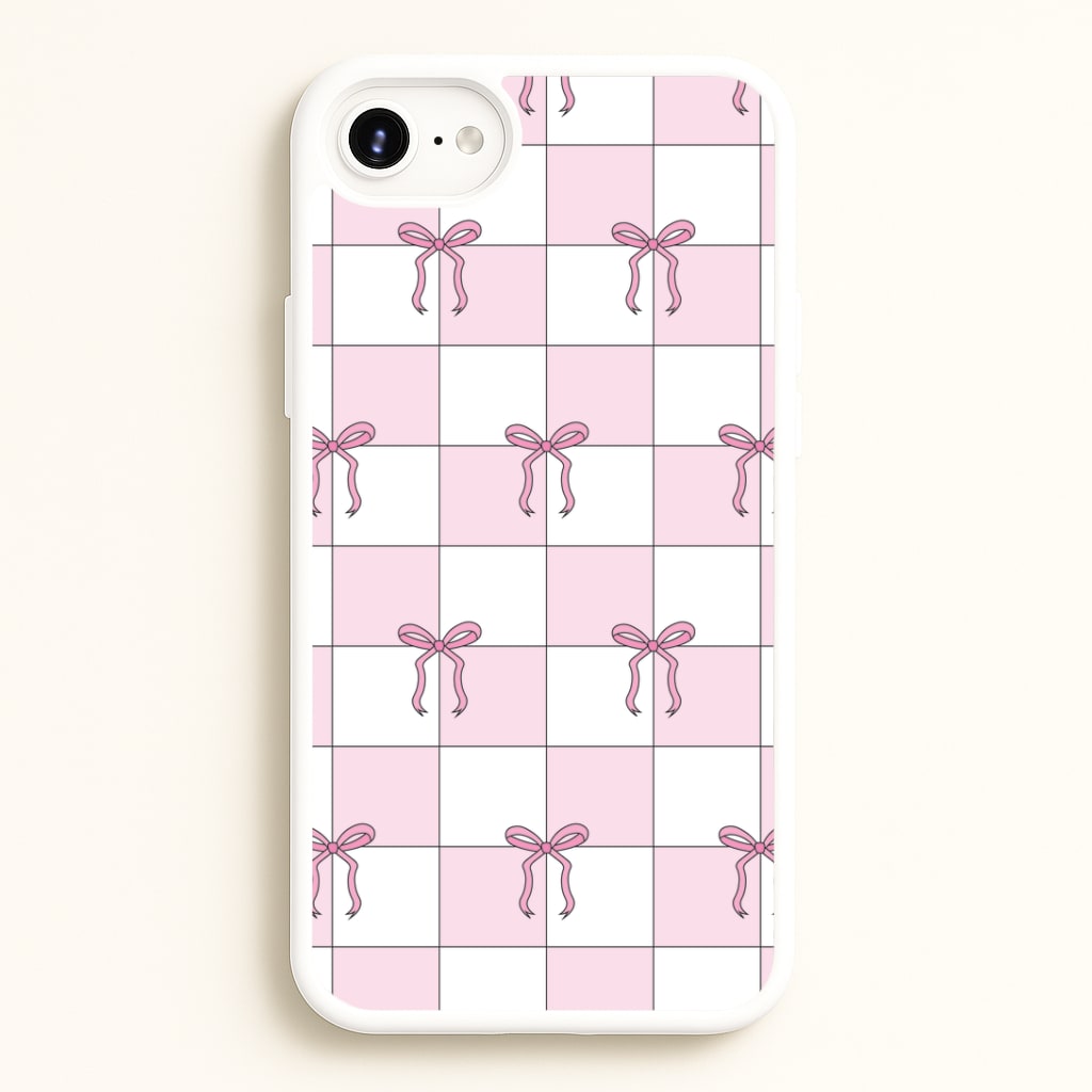 Checkered Pink Coquette Bows Phone Case