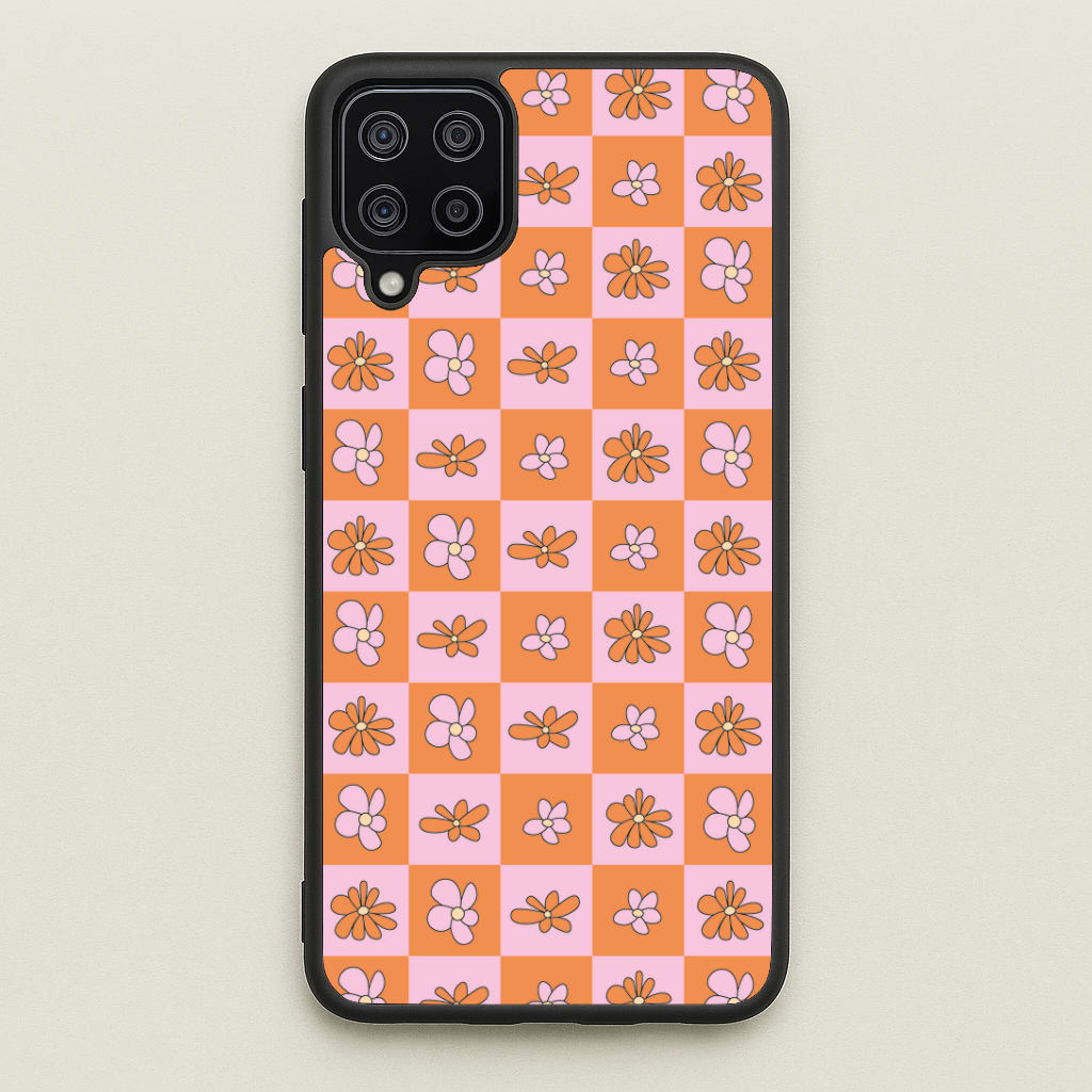 Orange And Pink Checked - Floral Patterns Phone Case