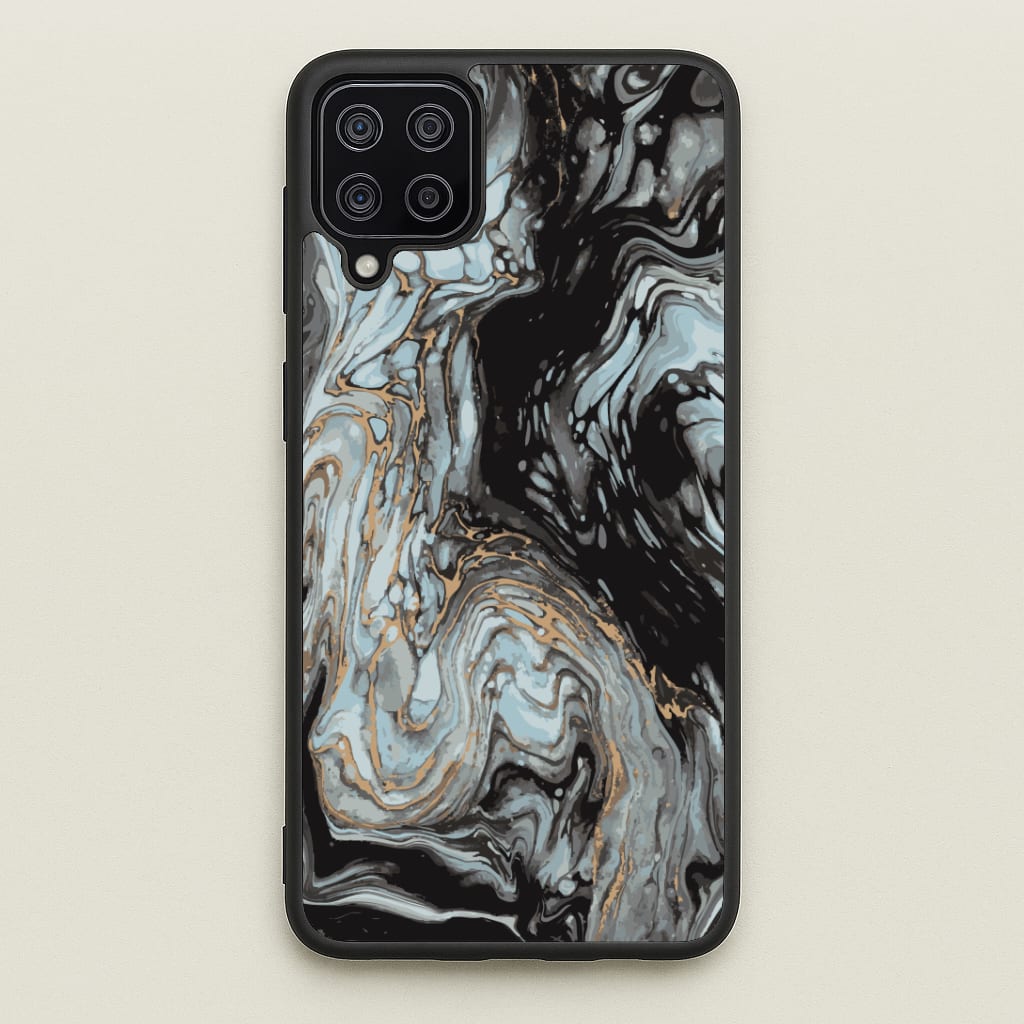 Black And Gold Cloudy Marble Phone Case