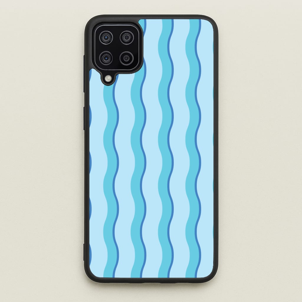 Blue Wavy Stripes Pattern Phone Case