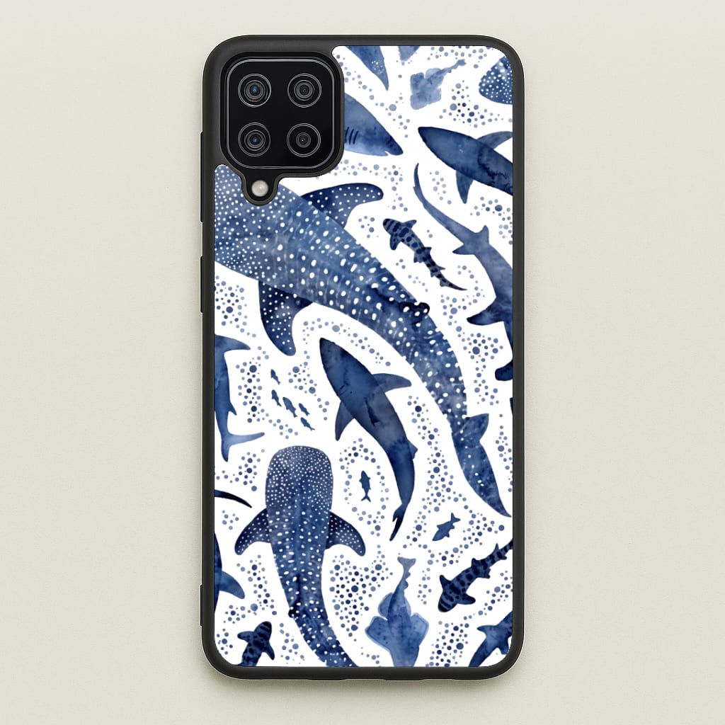 Indigo Watercolour Sharks Phone Case