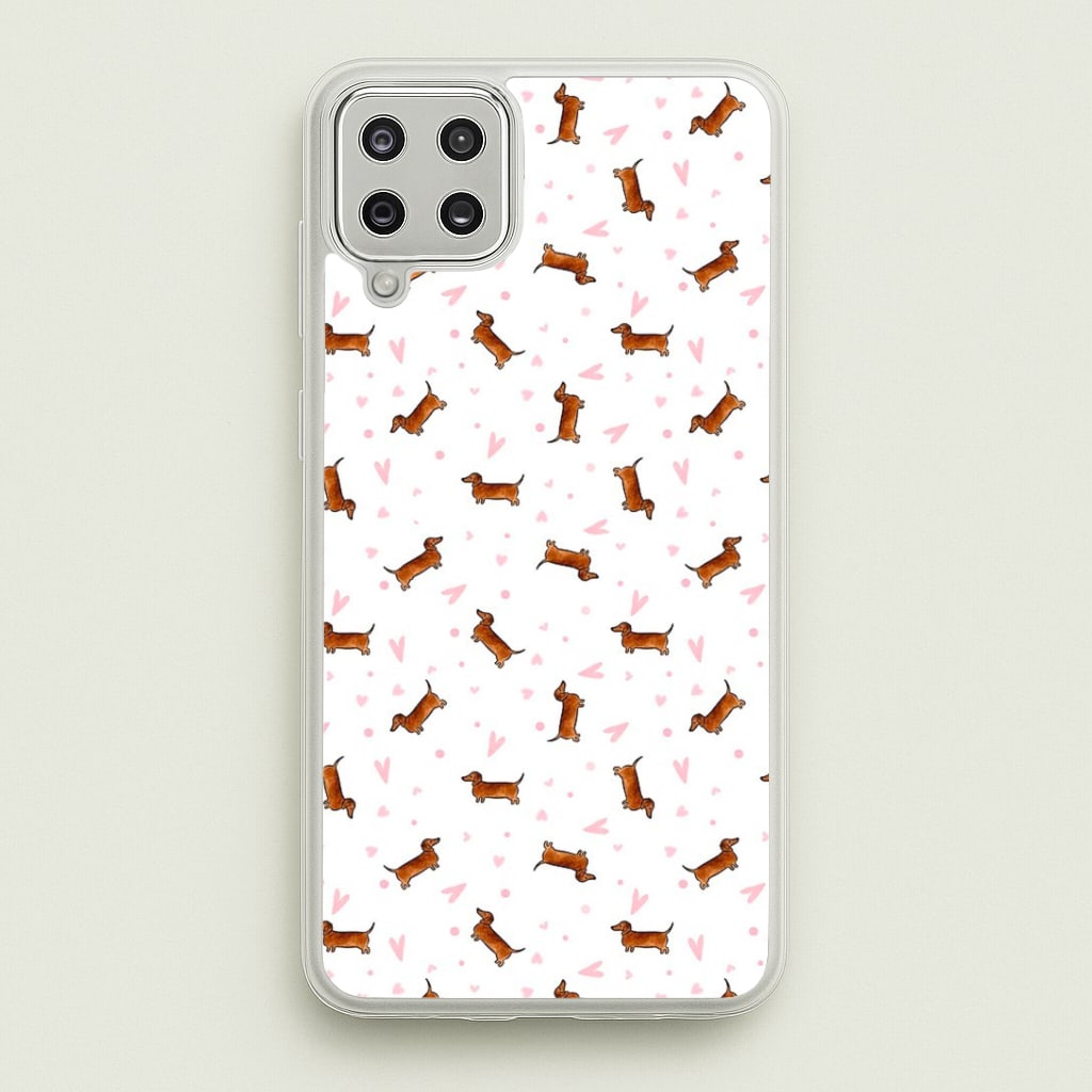 Dachshund Pattern - White Phone Case