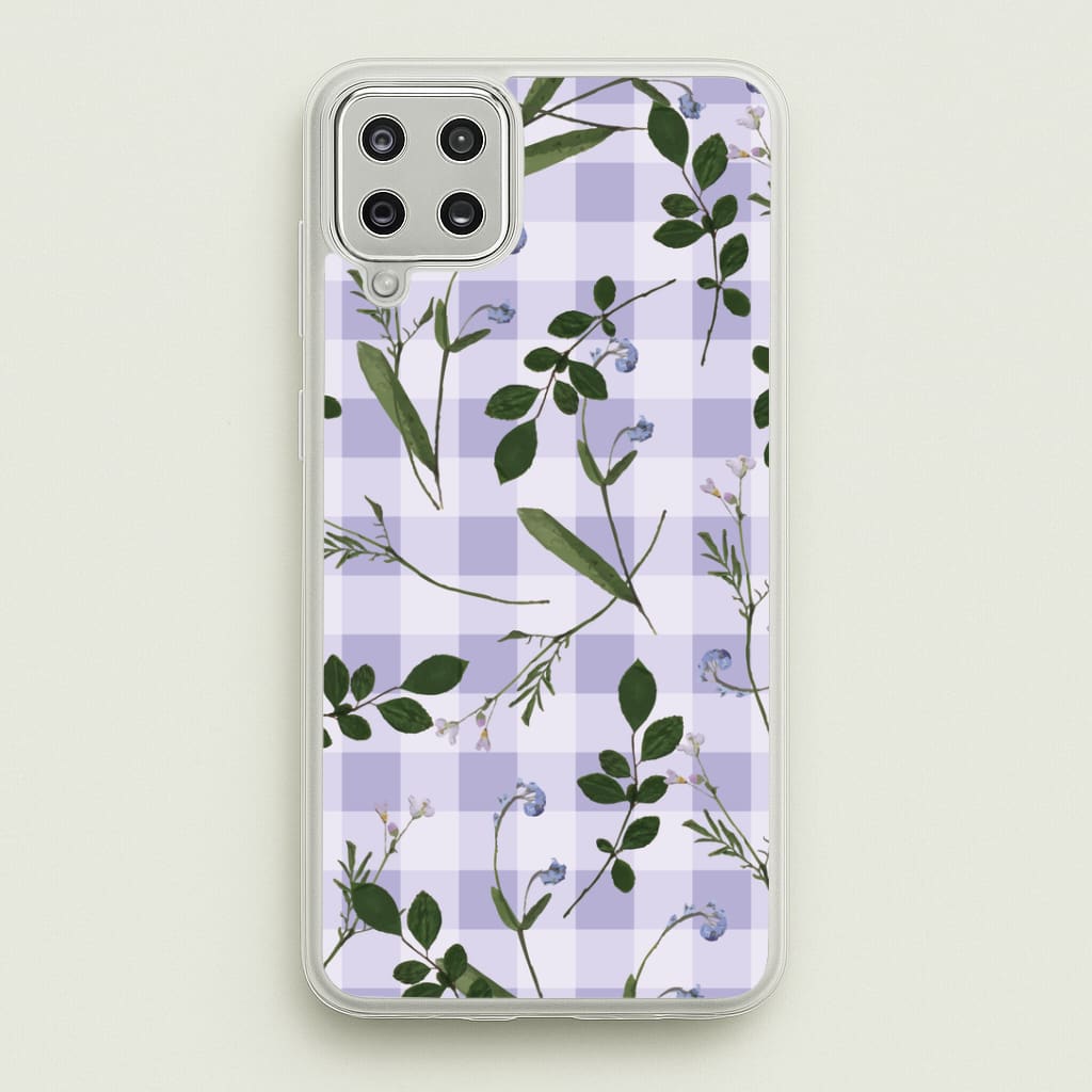 Checkered Pressed Flowers Pattern Phone Case