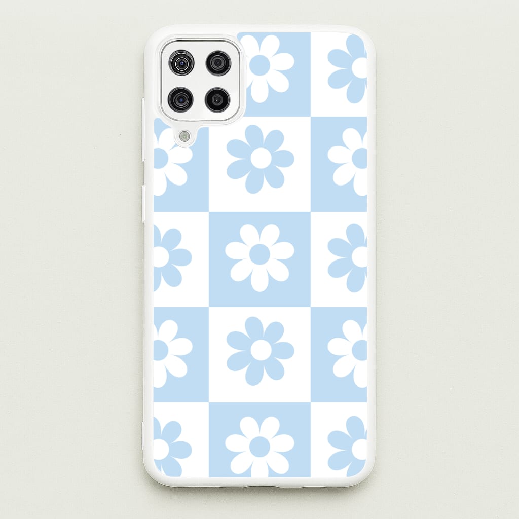 Checkered Flowers Blue Phone Case