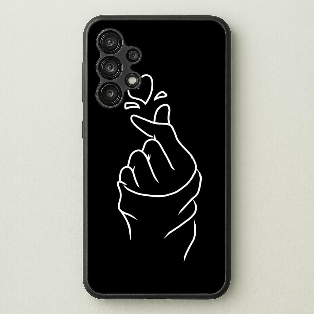 Cute Heart Finger Snap Black Phone Case
