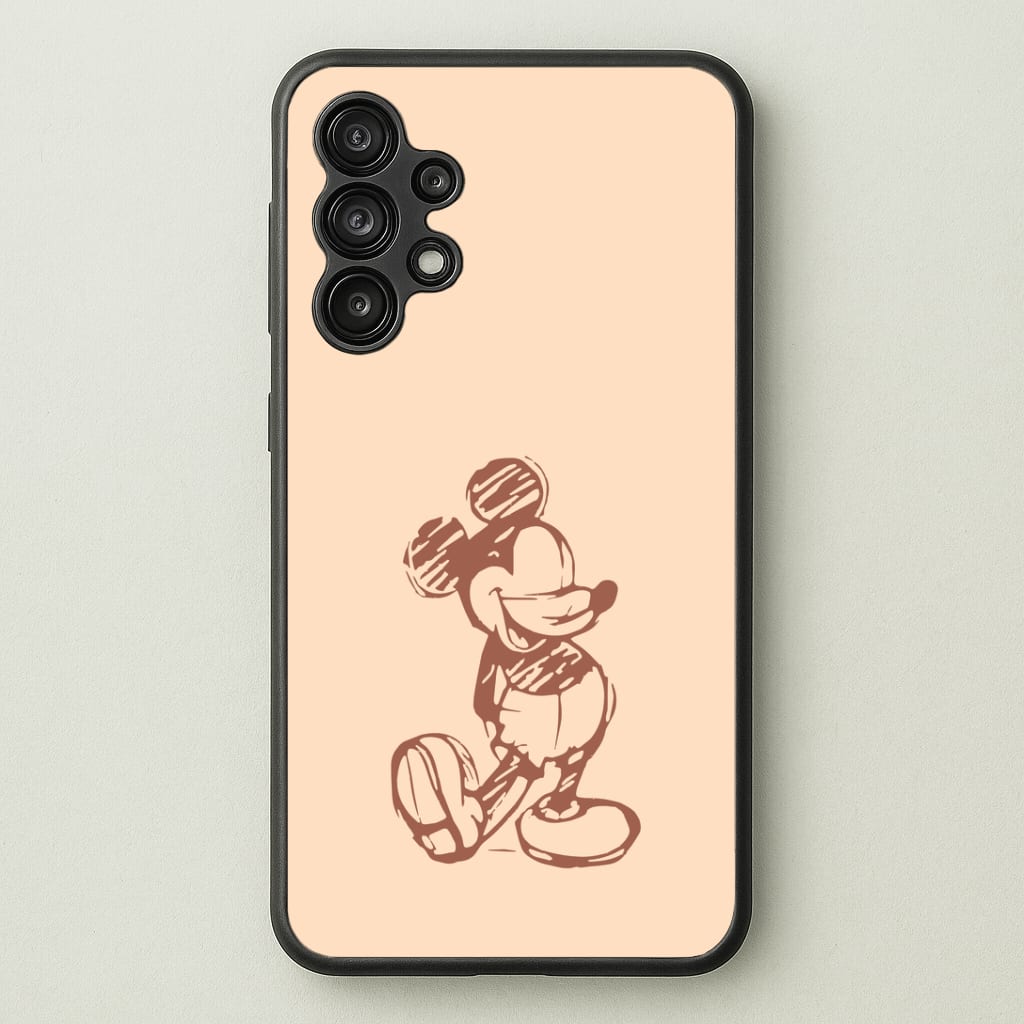 Sketched Mouse Outline Beige Phone Case