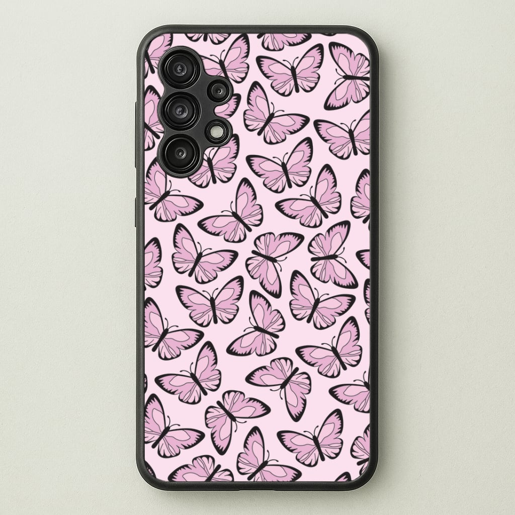 Pink And Black Butterfly - Butterfly Patterns Phone Case