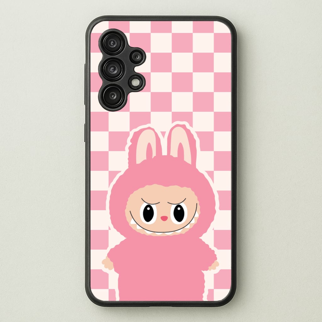 Checkered Cute Pink Monster Phone Case