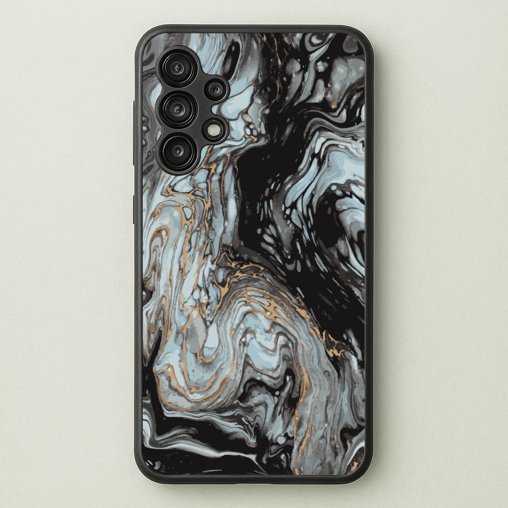 Black And Gold Cloudy Marble Phone Case