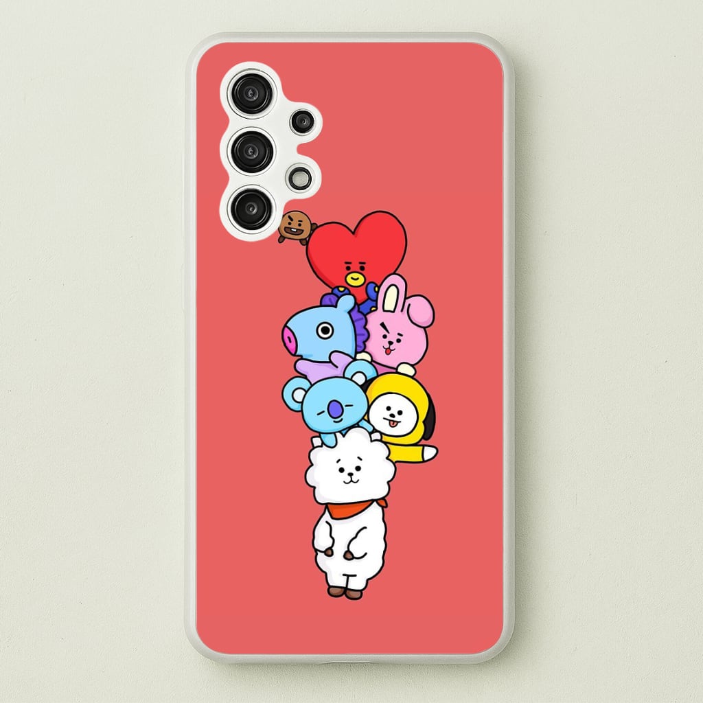 Red BT21 - RJ, Mang, Koya, Chimmy, Cooky, Shooky, Tata - K Pop Phone Case