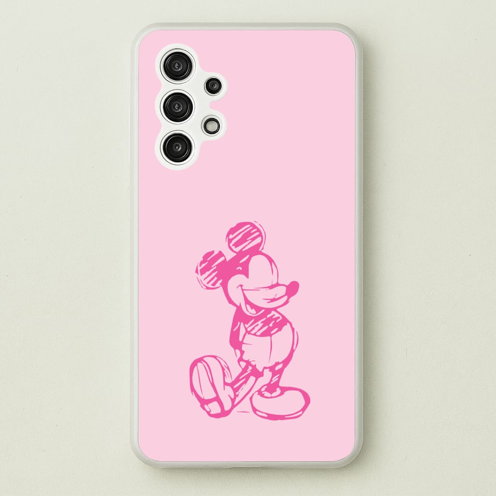 Sketched Mouse Outline Pink Phone Case