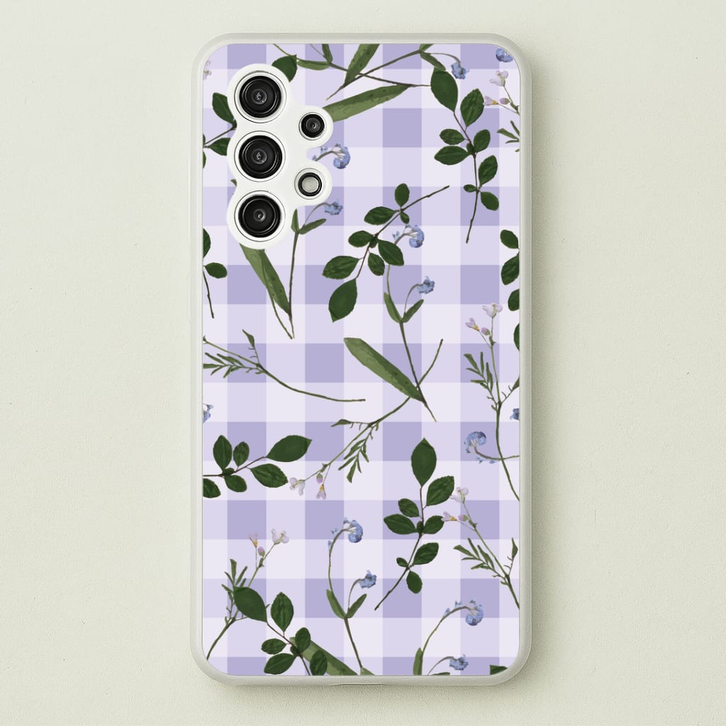 Checkered Pressed Flowers Pattern Phone Case