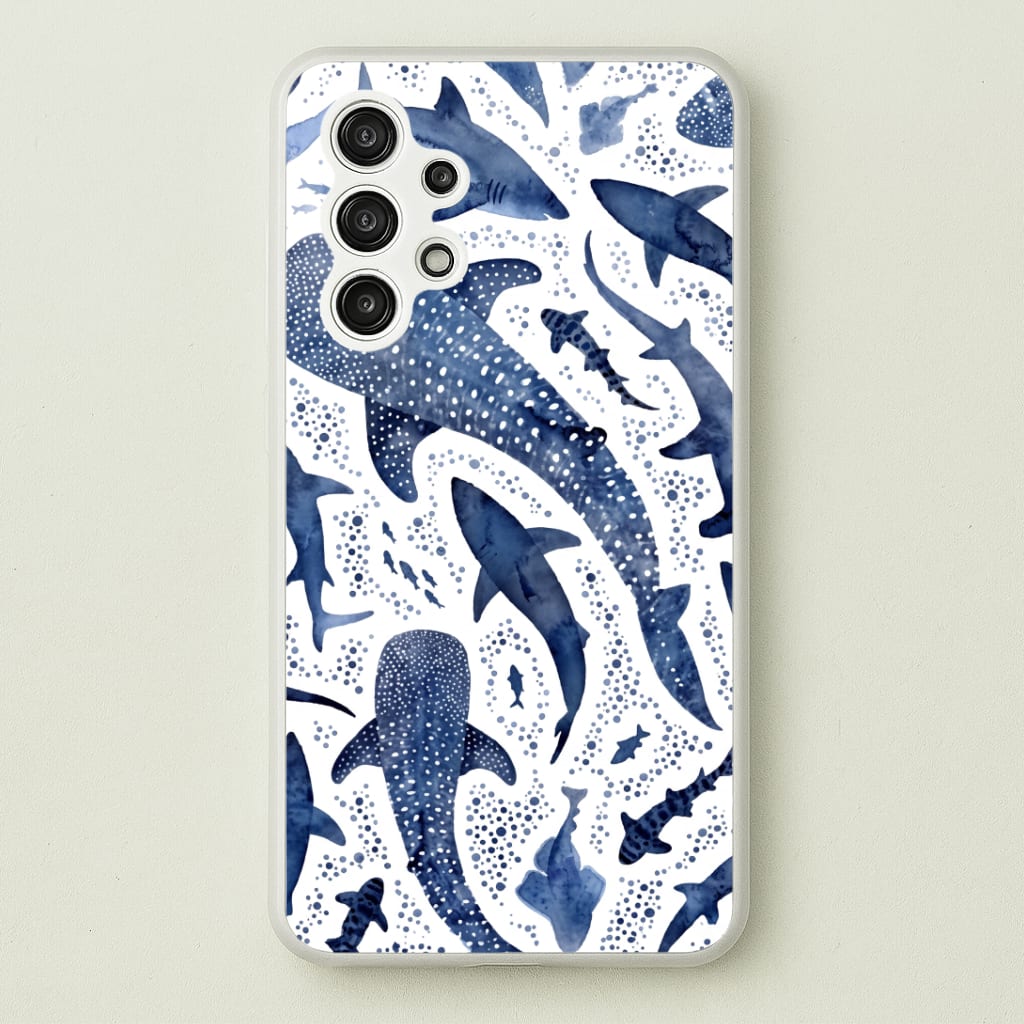 Indigo Watercolour Sharks Phone Case