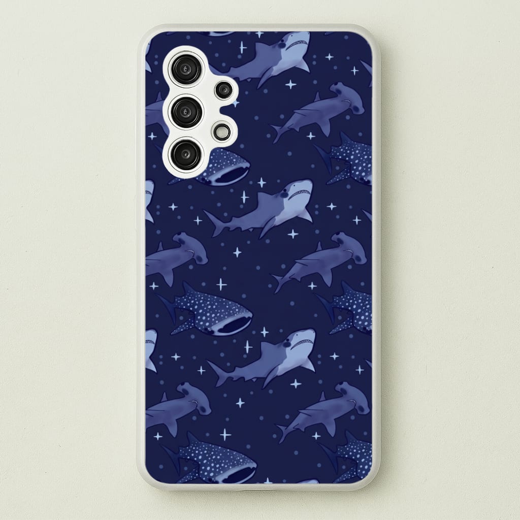 Navy Shark Pattern Phone Case