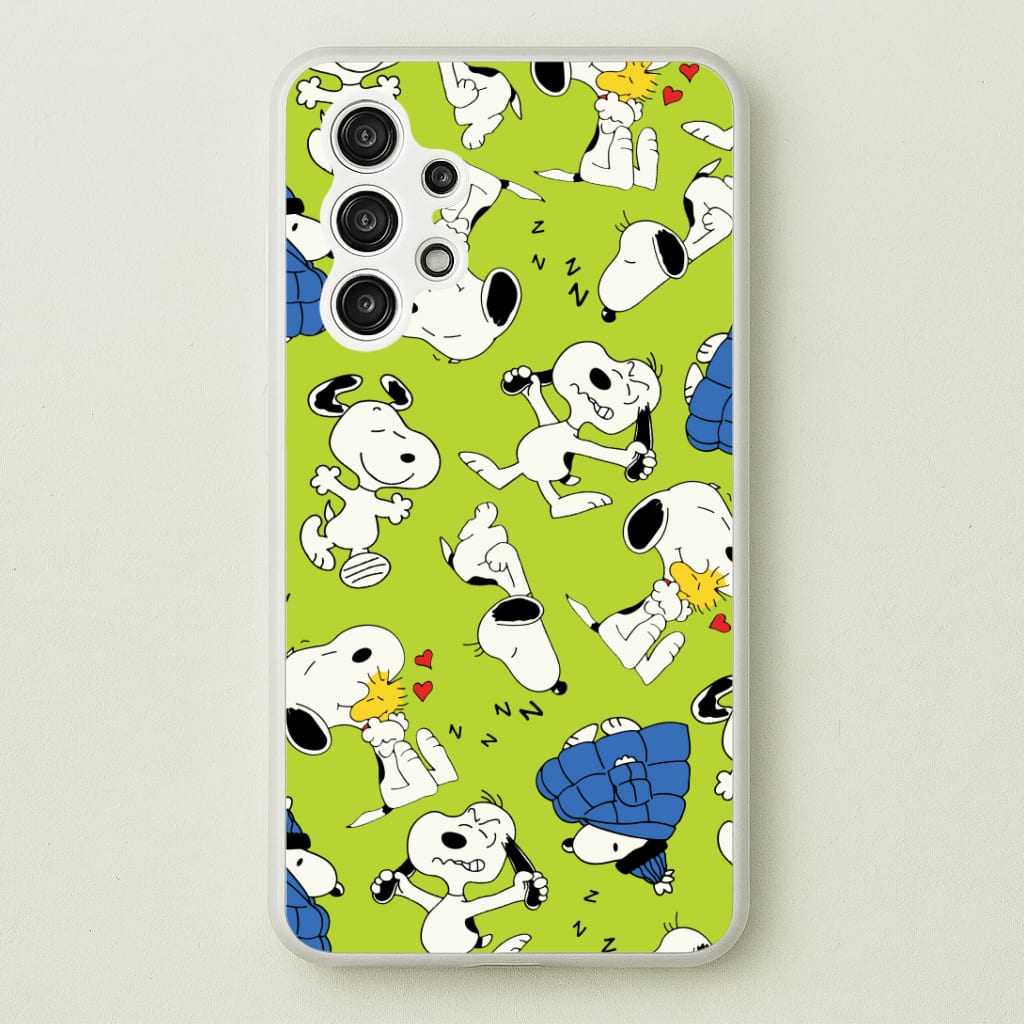 Lime Green Cartoon Beagle Pattern Phone Case