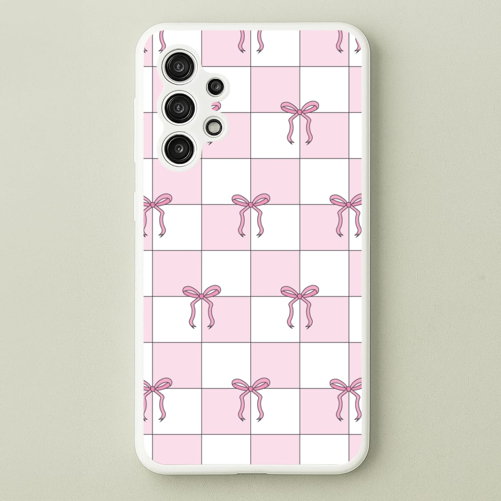 Checkered Pink Coquette Bows Phone Case