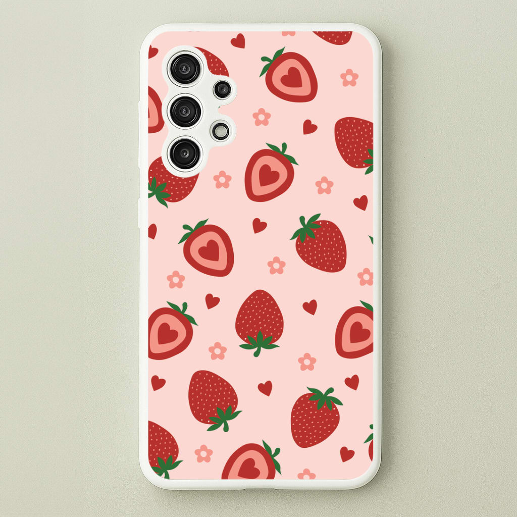Strawberries And Hearts - Fruit Patterns Phone Case