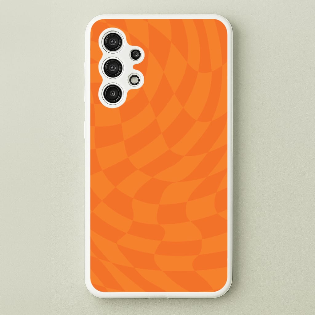 Orange Trippy Checkerboard Pattern Phone Case