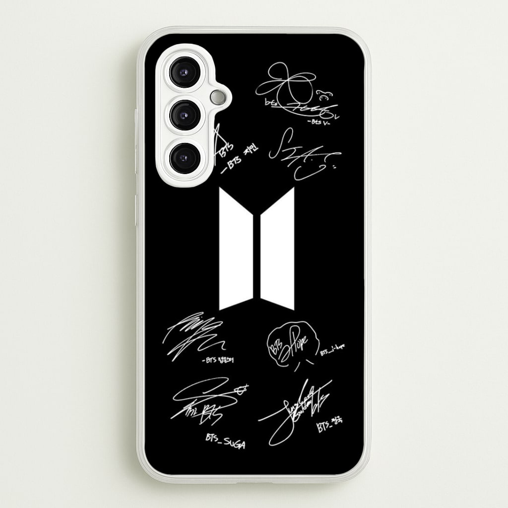 Black K-Pop Band Logo and Signatures Phone Case