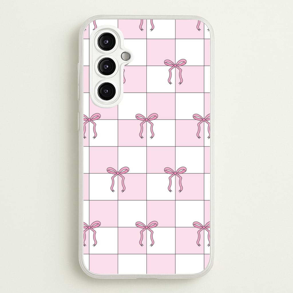 Checkered Pink Coquette Bows Phone Case